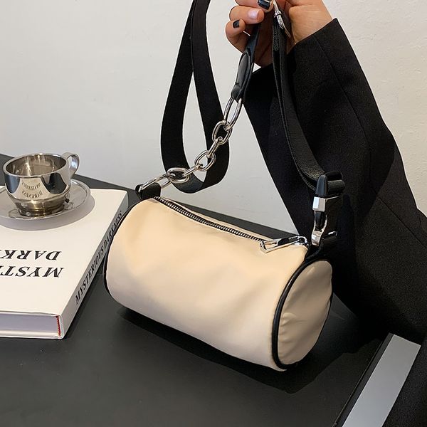

niche design bag female ins design 2021 new fashion messenger bag female versatile cylinder bag shoulder width 19cm