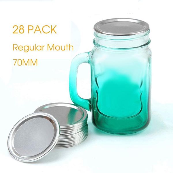 

kitchen storage & organization 28 pieces regular mouth jar lids split-type sealing canning caps compatible with mason jar,70 mm (silver)