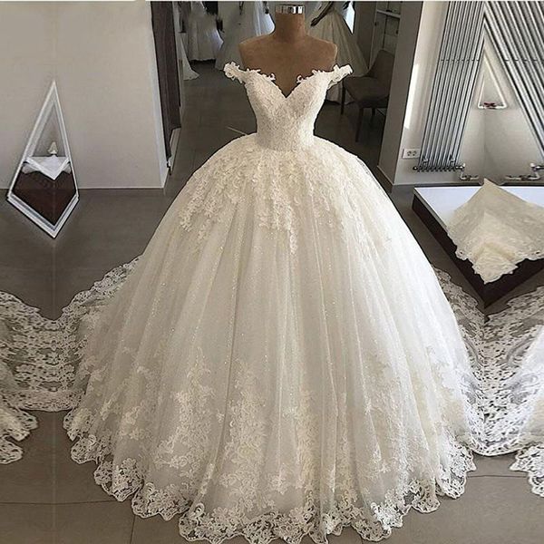 ZJ9159 Vintage 2021 vestidos para vestidos nupciais vestido de bola lace applique vestido de casamento plus tamanho