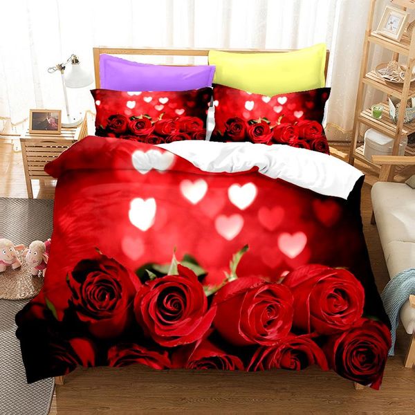 

bedding sets fashion flower set red rose quilt covers pillowcase luxury duvet cover bedclothes soft home textile