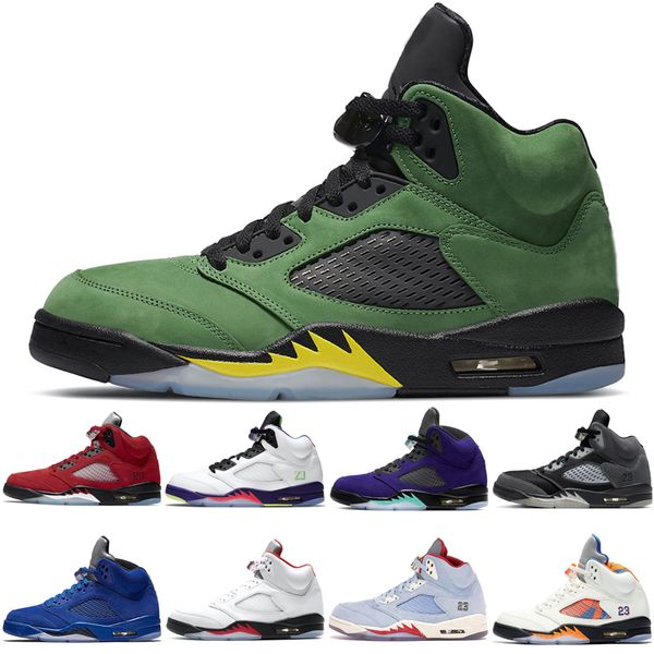 

2021 classic 5s basketball shoes for men sports alternate grape blue suede fire red silver tongue ice blue international flight island green
