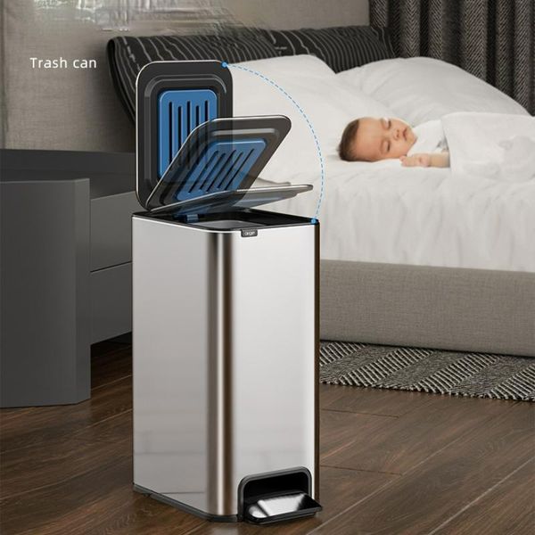 

waste bins large capacity trash can foot pedal waterproof narrow seam double layer office cubo de basura home item bs5ljt