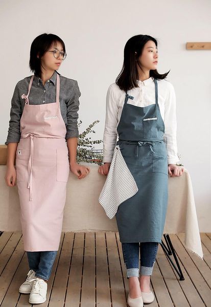 

cotton apron bib coffee flower shops work kitchen cooking cleaning aprons for woman barbershop nail technician