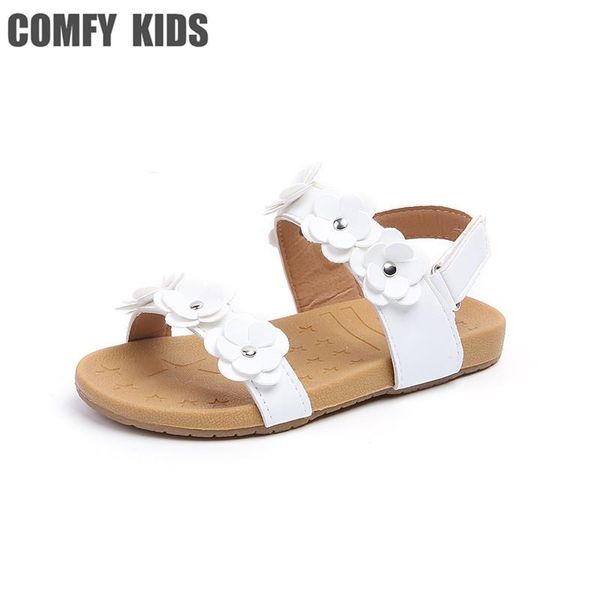 

comfy kids arrivals flowers child leather shoes for girl soft sole flat heels baby fashion princess sandals, Black;red