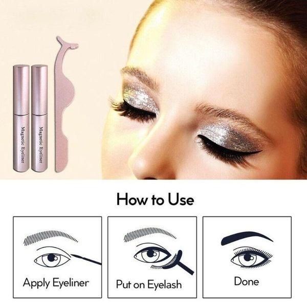 

false eyelashes 10 pairs magnetic 3d mink faux lashes fake volume makeup eyeliner set tweezers dramatic magne d8v0