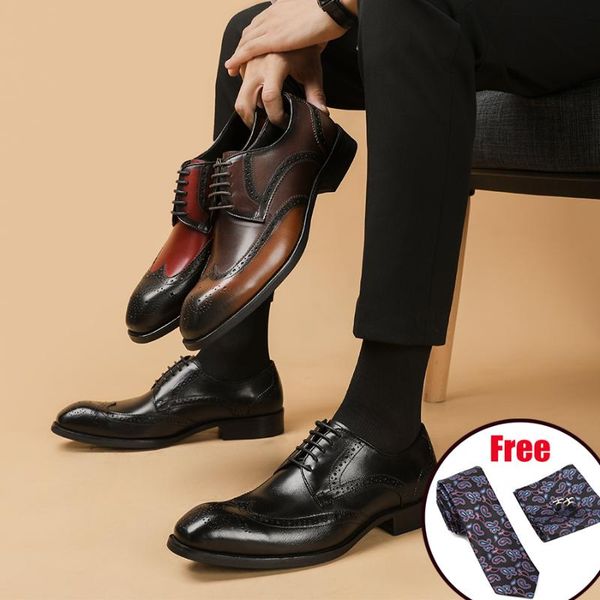 

dress shoes men leather business suit brand bullock genuine black lace up wedding mens