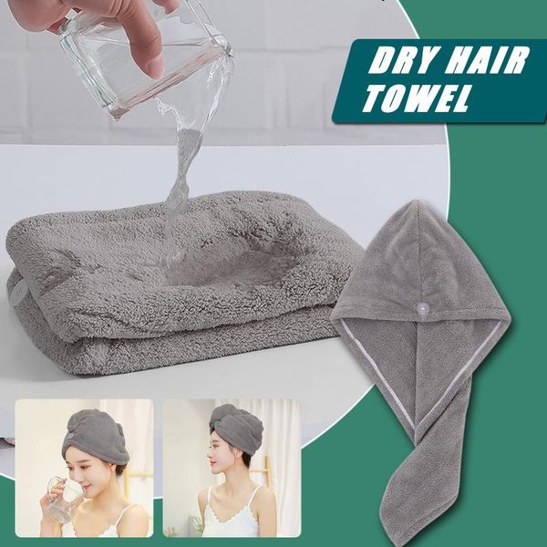 

girl's hair drying hat quick-dry towel cap bath microfiber solid super absorption turban dry shower caps