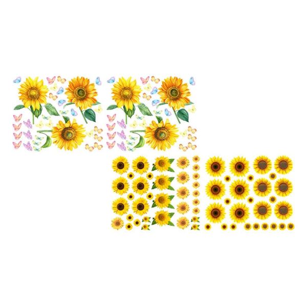 

wall stickers 4 sheets removable sticker self-adhesive sunflower decal