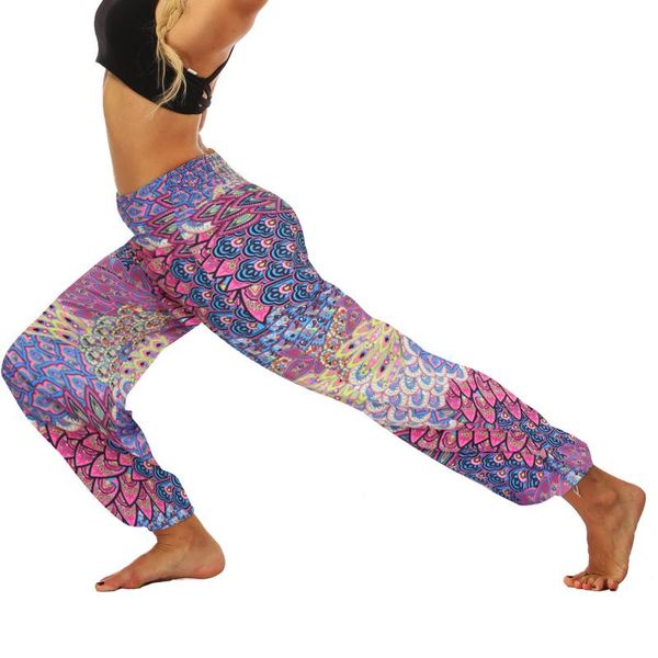 

women's pants & capris women bohemian floral print wide leg trousers casual harlan summer loose workout sweatpants #g3, Black;white