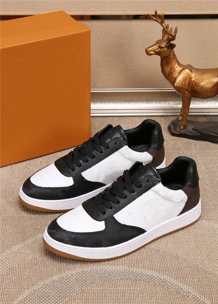 

luxury designer casual shoes rivoli men trainer low calfskin leather runner printing embossed grained rubber platform lace-up luxembourg sne, Black
