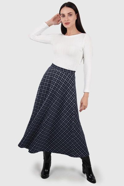 

skirts plaid long skirt, Black