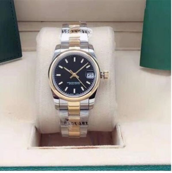 

fashion ladies watch 31mm date sapphire automatic mechanical watches women's casual wristwatch box bag birthday gift, Slivery;brown