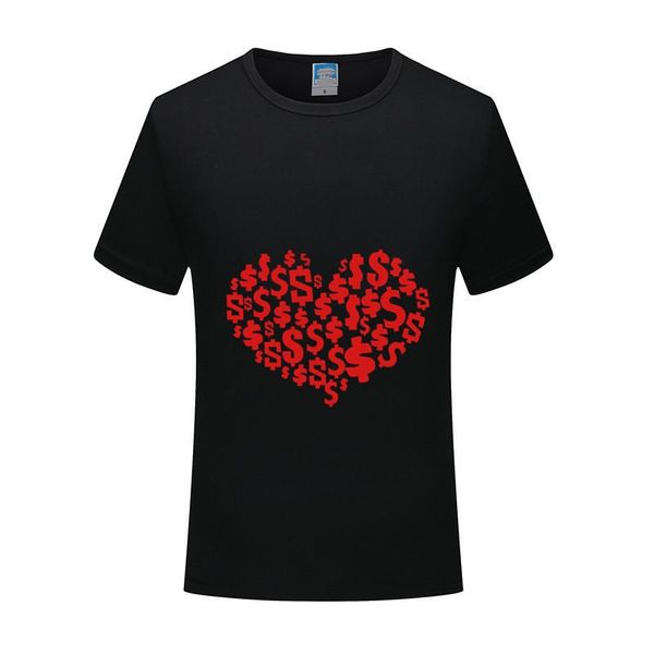 

men's t-shirts 2021 brand men women custom t-shirt fashion pure short sleeve summer dollars heart, White;black