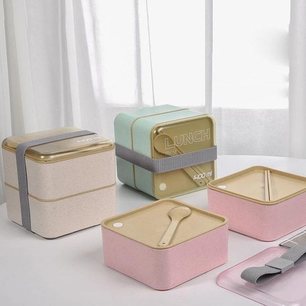 

dinnerware sets gesew double layer lunch box microwave oven wheat bento boxes with large capacity plastic container