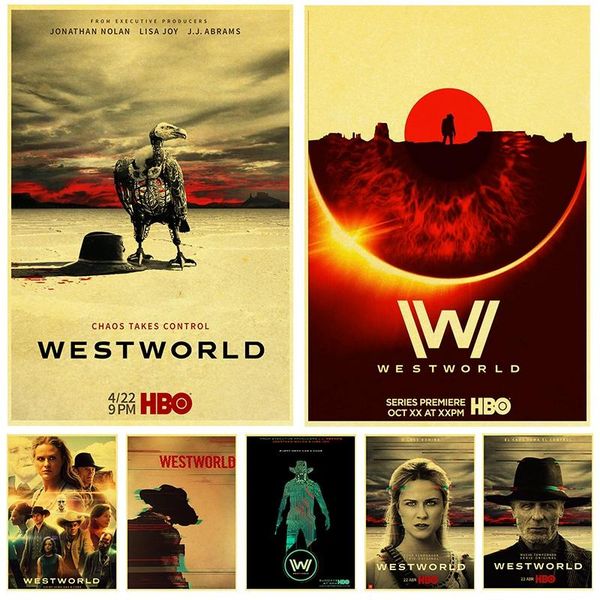

paintings american tv series westworld season 2 vintage posters good quality kraft paper printed wall painting sticker