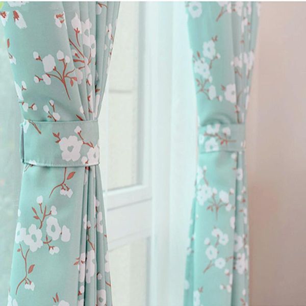 

curtain & drapes green pastoral small floral heat insulation printing white flower high shading curtains for living room bedroom