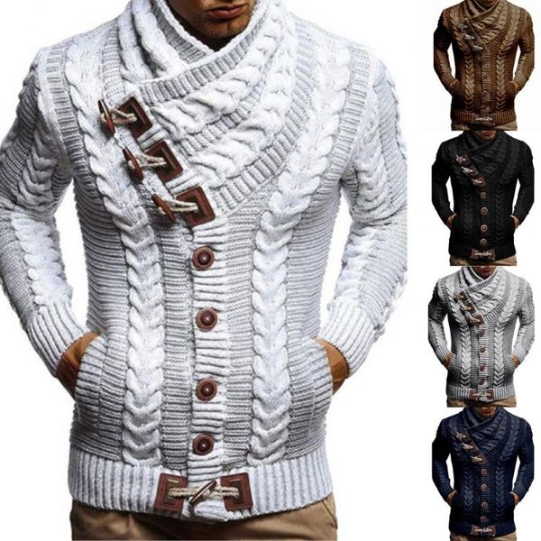 

men's sweaters knitted sweater fashionable skin-friendly button long sleeve coat, White;black