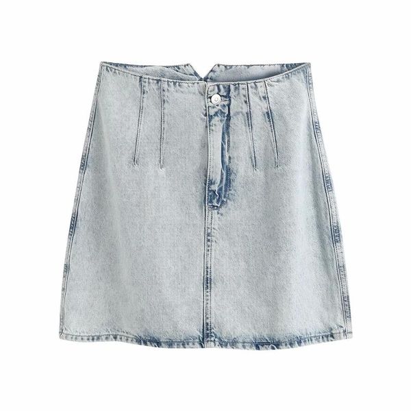 

skirts wash denim mini skirt woman summer 2021 casual ladies loose a-line womens, Black