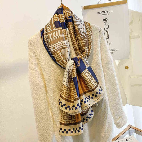 

scarves style h allover plaid temperament splicing twill cotton thickened outer shawl 140 * 140cm oversized square scarf for women, Blue;gray