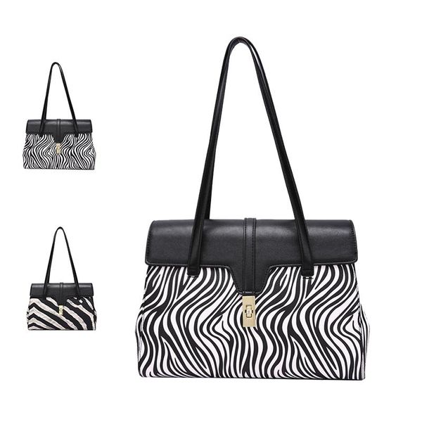 

evening bags women zebra striped tote bag ladies 2021 autumn winter simple design fashion large capacity handbag pu leather shoulder