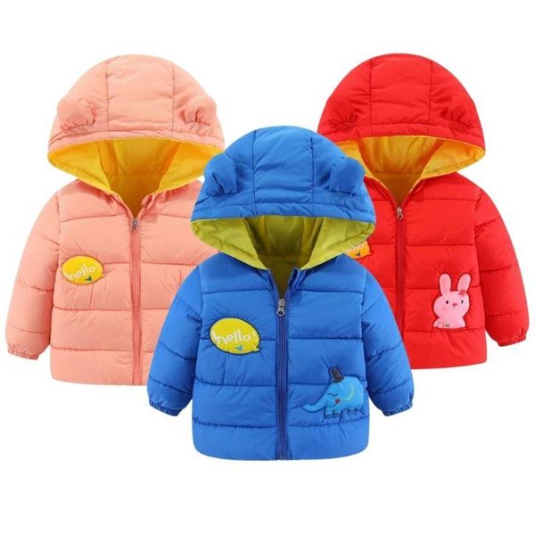 

jackets candy color thick keep warm winter girls jacket cartoon cute hooded sweatshirt heavy coat for kids children birthday present, Blue;gray