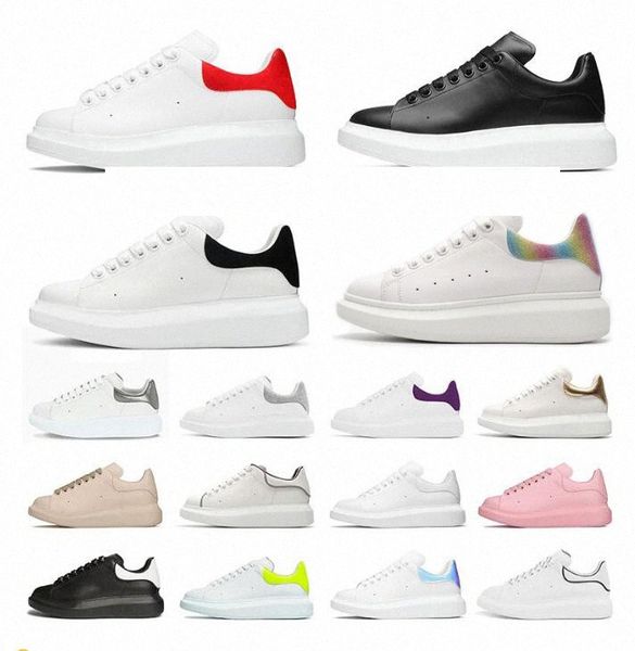

[with box] men shoes alexander mcqueen mcqueens fashion women mens leather lace up platform oversized sole sneakers white black casual shoe
