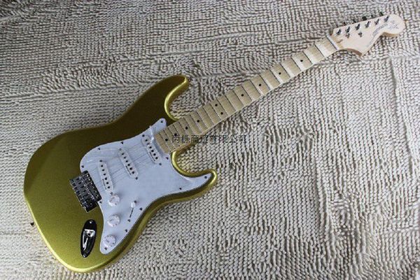 

shipping classic groove fingerboard with synchrnized tremolo big headstock signature gold electric guitar @16