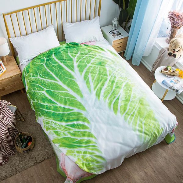 

blankets creative vegetable cabbage summer quilt ice silk air conditioner blanket children kids thin comforter