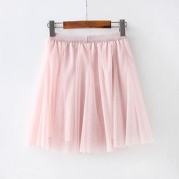 

skirts 2021 spring summer korean mesh mini women sweet solid color elastic waist a-line pleated ladies cute chic fashion saias, Black