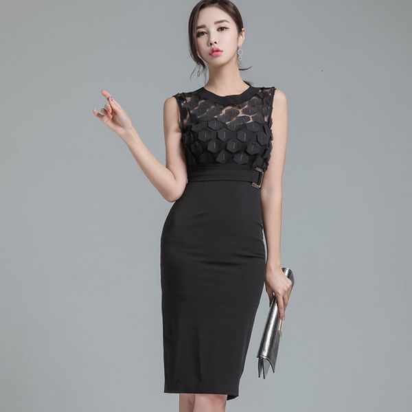 

dress korean summer of offices mrs elegant mango-patchwork bodycon women's fin neck dressed zbfy, Black;gray