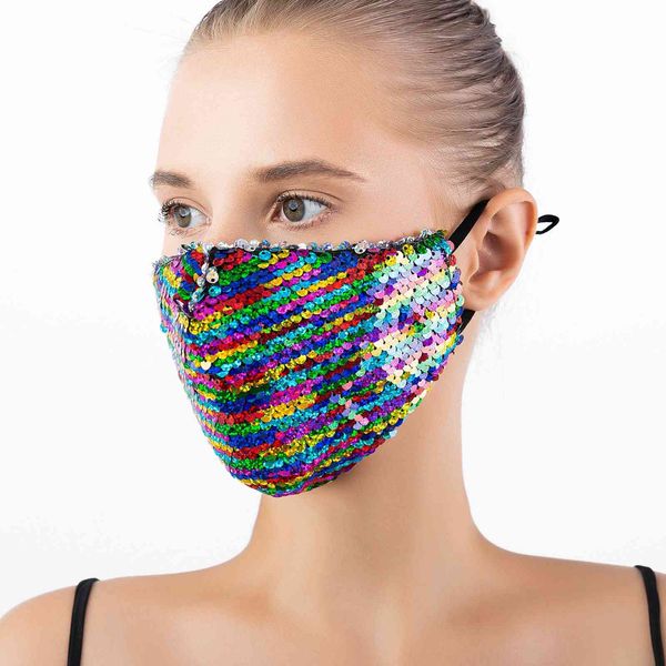 

bead rainbow sequin mask fashion personality trend