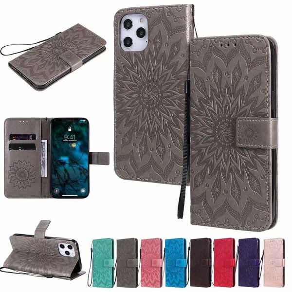

cases cell phone sets embossed sunflower leather case for iphone 12pro lenny4 1 + nord reno5 realme 7