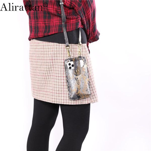 

card holders alirattan id folder for women 2021 fashion brand phone bags design crocodile python ostrich shoulder, Brown;gray