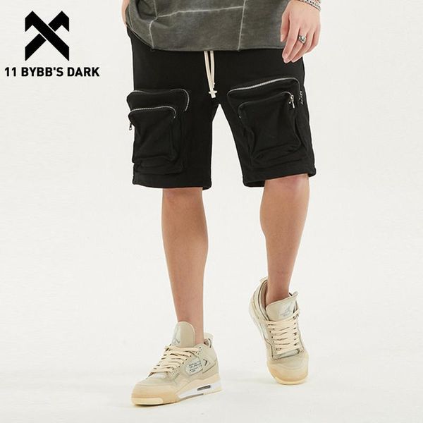 

bybb's dark tactical zipper pockets cargo shorts men 2021 streetwear functional washed short pants summer joggers men's, White;black