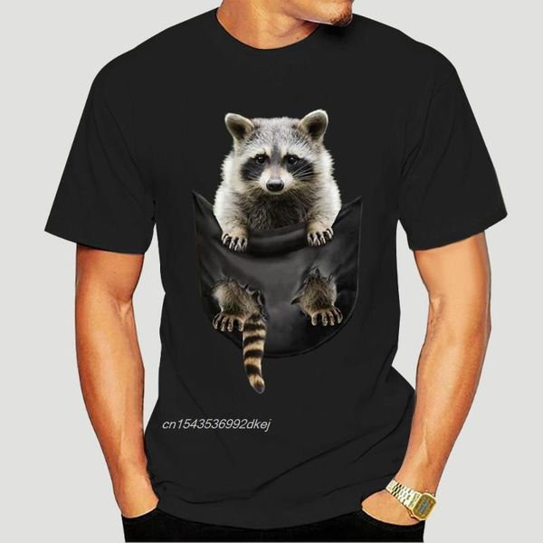 

men's t-shirts little raccoon in pocket t-shirt 1031a, White;black