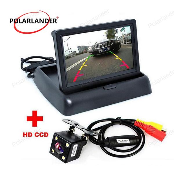 

car video wireless 4.3" tft lcd foldable monitors dc 12v with led rear view camera parking assistance system