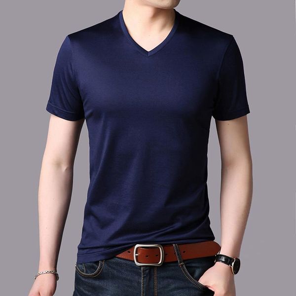 

men's t-shirts 2021 summer tees men v-neck short-sleeved t shirt 1717519, White;black