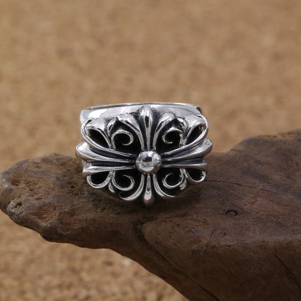 

handmade 925 sterling silver cross flower band rings no stones american european punk gothic antique vintage designer luxury jewelry accesso
