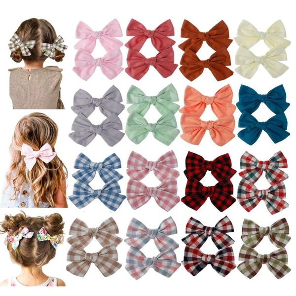

hair accessories baby clips for girls floral hairgrips bows kids pins lattice barrettes cotton infant hairpin handmade 2pcs, Slivery;white