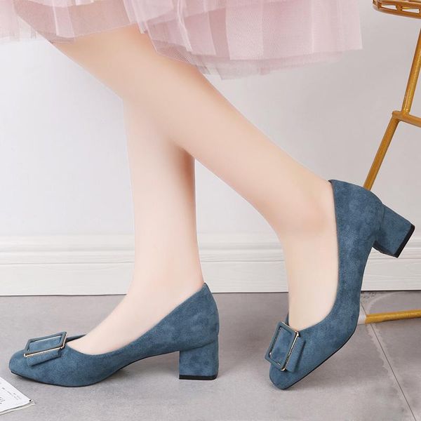 

dress shoes women spring square high heels shoe ladies classic slip on casual elegant toe soft pu fashion female pumps u28-23, Black