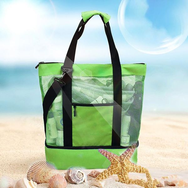 

storage bags organizer outdoor camping beach mesh tote bag with detachable cooler packing office and home