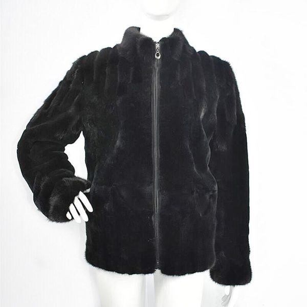 

women's fur & faux 2021 ladies natural mink jacket suede coat casual fashion european street s, Black