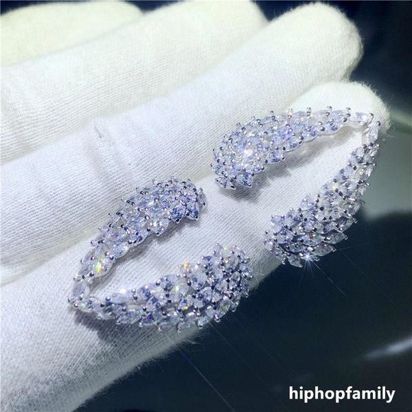 

sparkling 925 sterling silver full white z cz diamond eternity wing wedding engagement fashion feather ring, Golden;silver