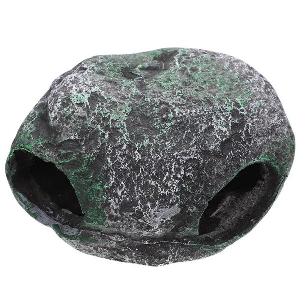 

decorations 1pc aquarium stone cave three holes simulation home garden decor