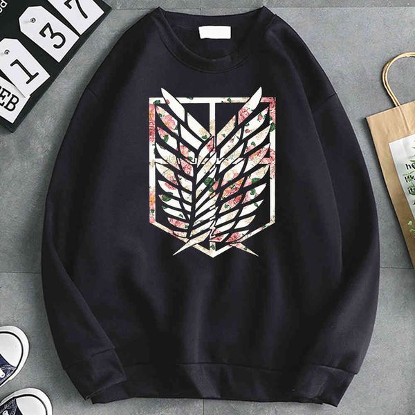 

men's titan attack print hooded sweatshirt, loose long sved sweater, punk style, street hip-hop animation, Black