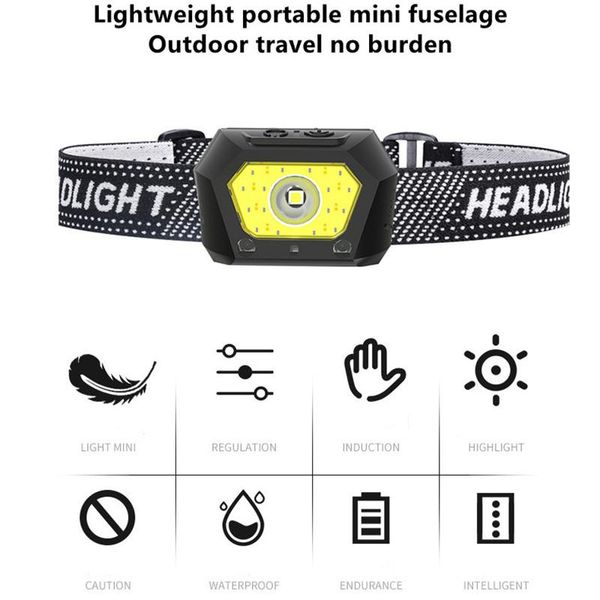 

floodlight induction head lamp led rechargeable light ultra bright work mechanics night fishing holder type cob headlamps
