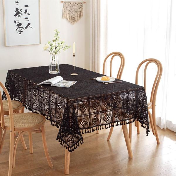 

fabric lace black tablecloth bedroom living room table cloth cover matcrochet hollow decorative rectangle