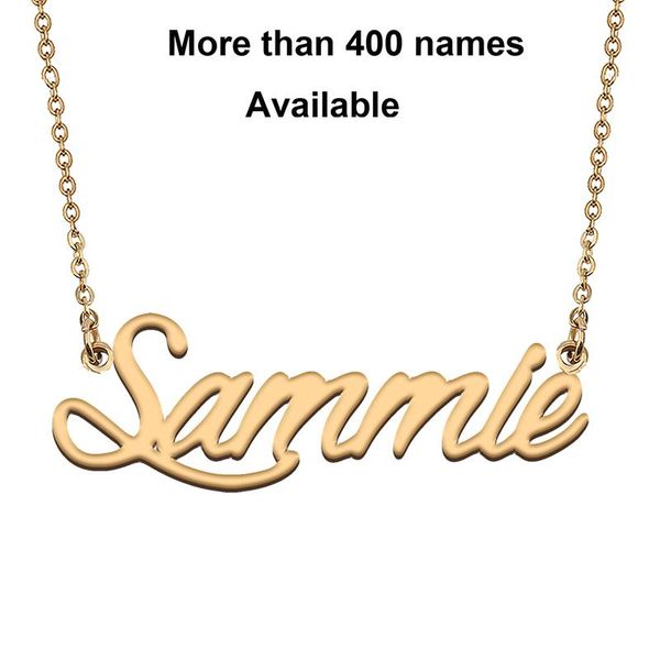 

chains cursive initial letters name necklace for sammie birthday party christmas year graduation wedding valentine day gift, Silver