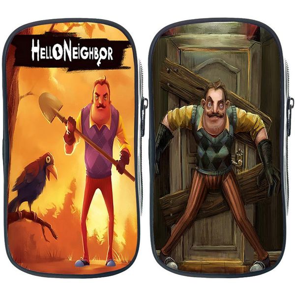 

cosmetic bags & cases funny hello neighbor pencil case cute pen bag large capacity pouch stationery canvas pencilcase boys girls