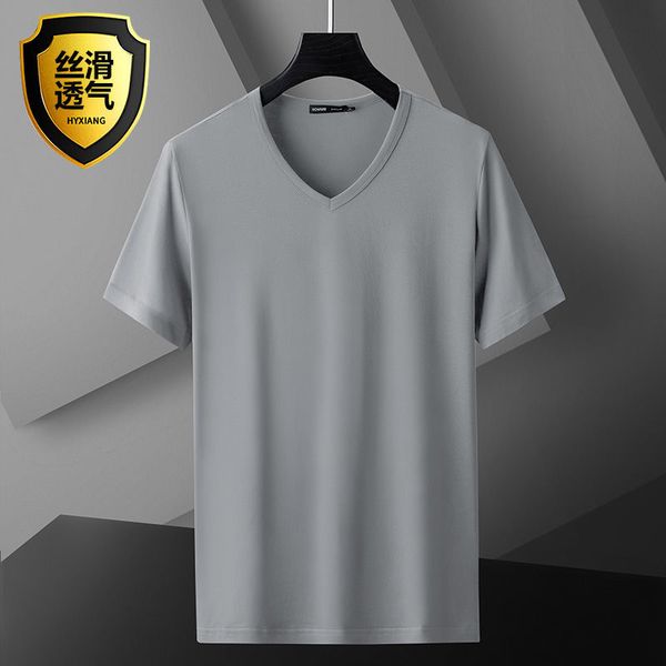 

07 modal cotton short-sleeved soccer jersey men's summer trend solid color ice silk bottoming erseys, football shirt, Black;yellow